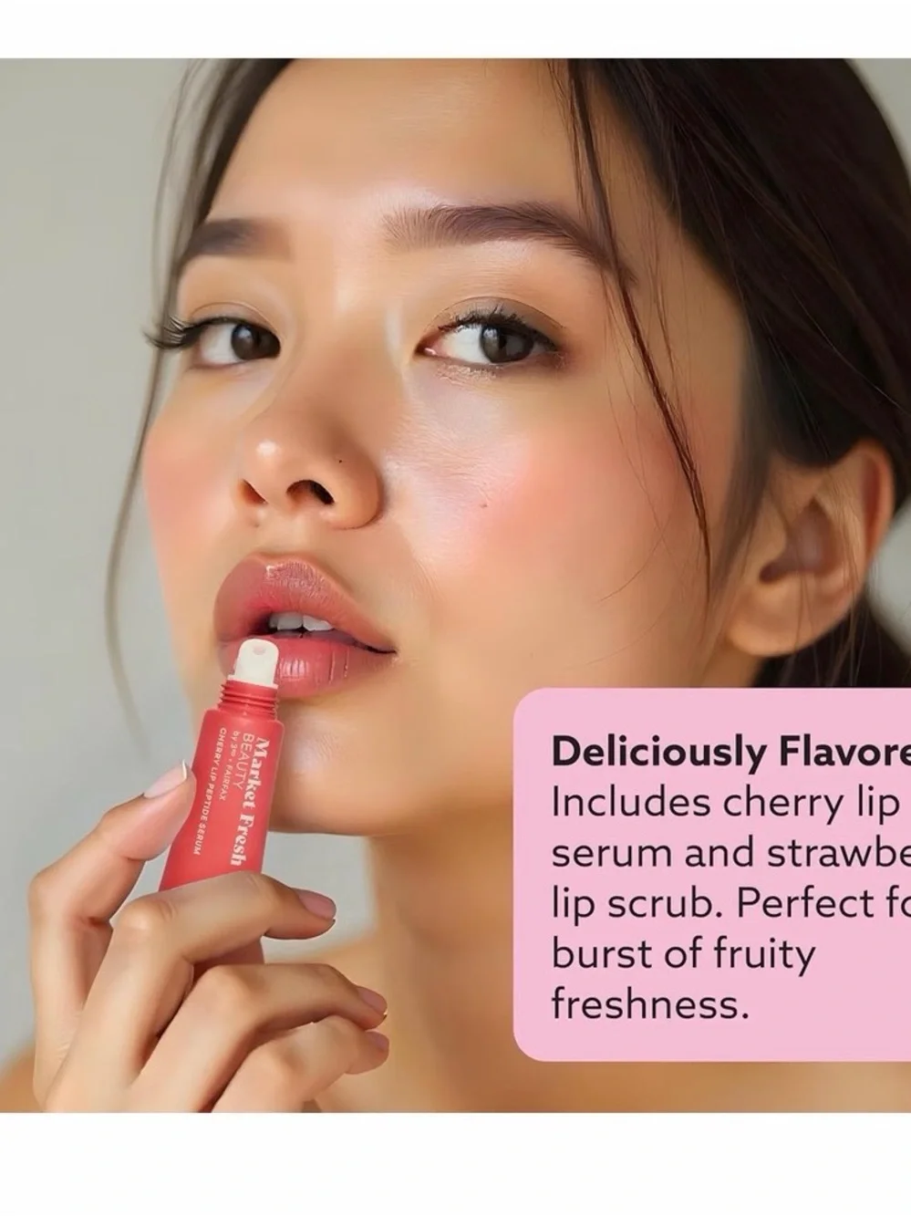 Market Fresh Beauty Cherry Lip Serum & Exfoliating Strawberry Lip Set - Pink NIB